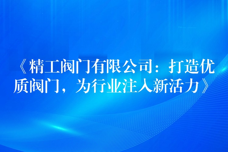 《精工阀门有限公司：打造优质阀门，为行业注入新活力》